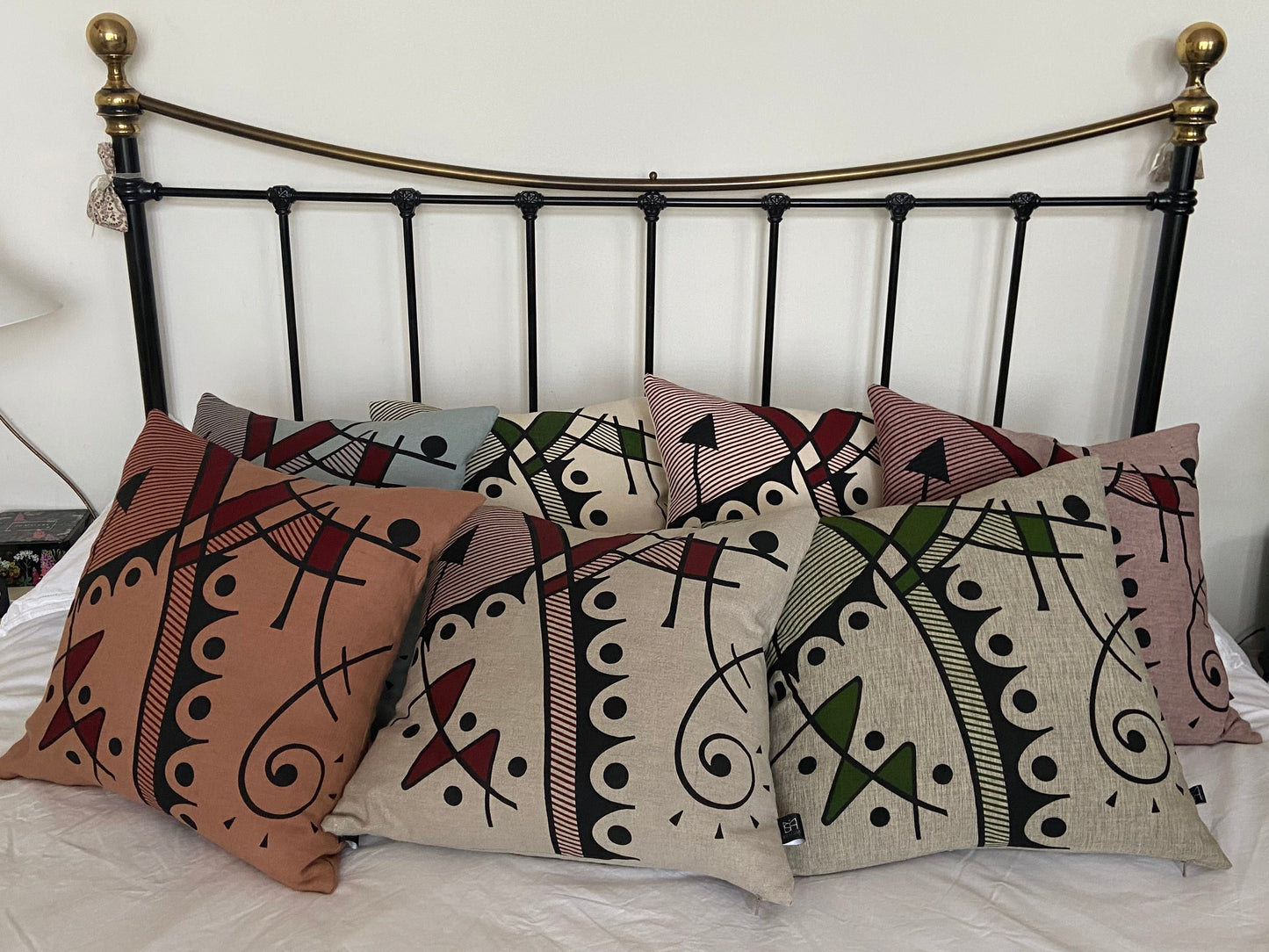 Jazz cushion cover in olive on organic cotton crossweave