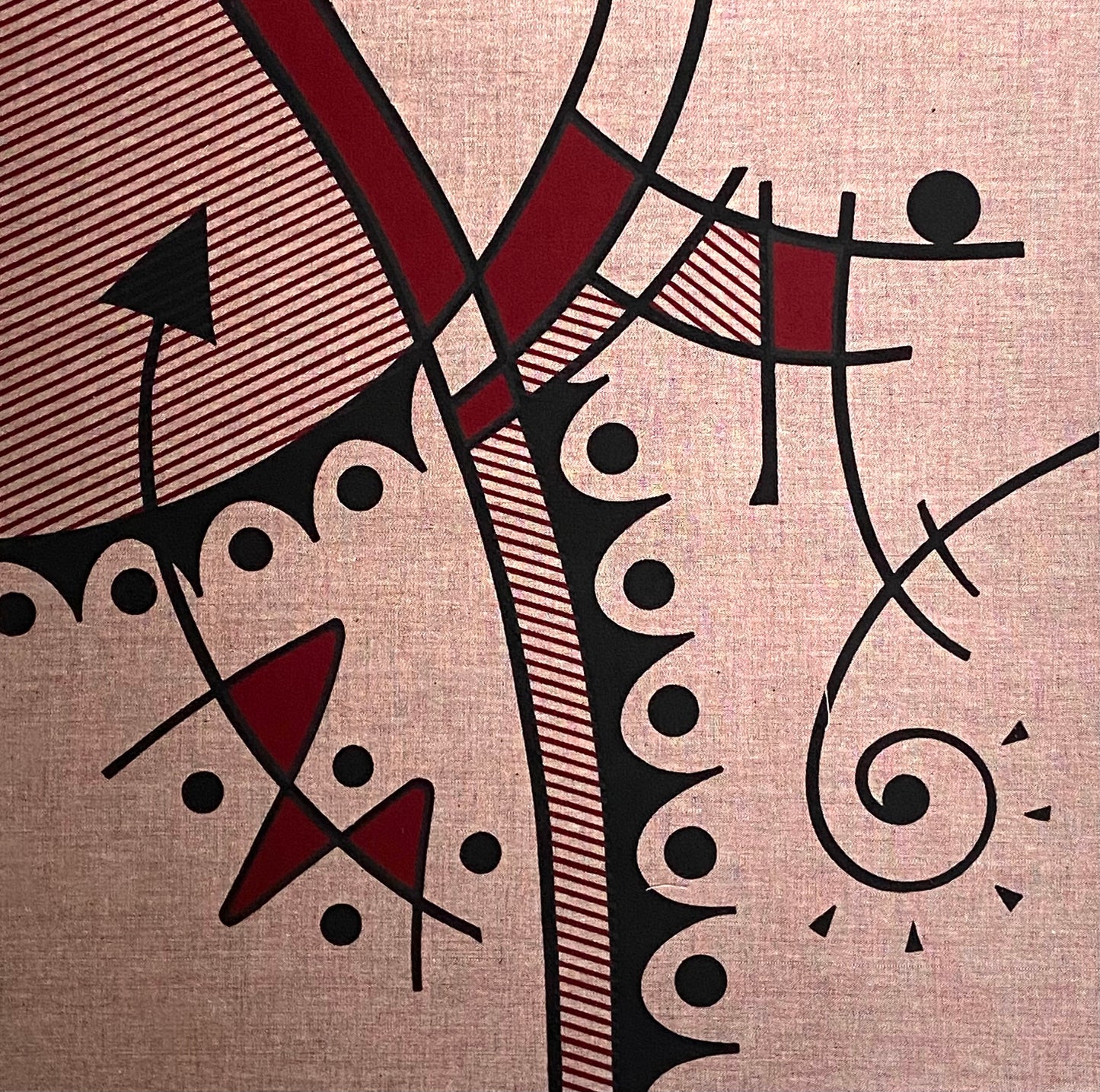 Jazz cushion cover in deep red on organic cotton crossweave