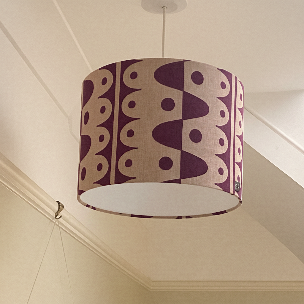 30cm Rhythm lampshade in plum on pink