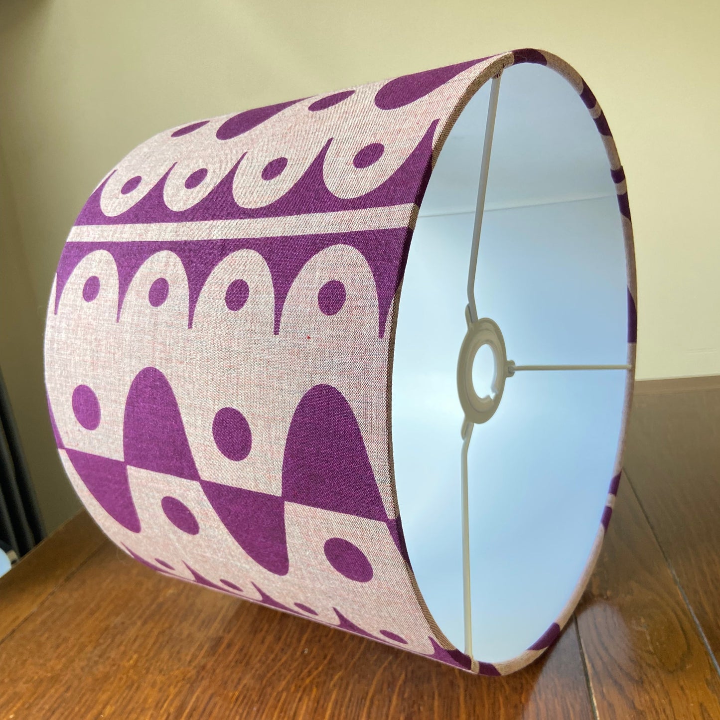 30cm Rhythm lampshade in plum on pink