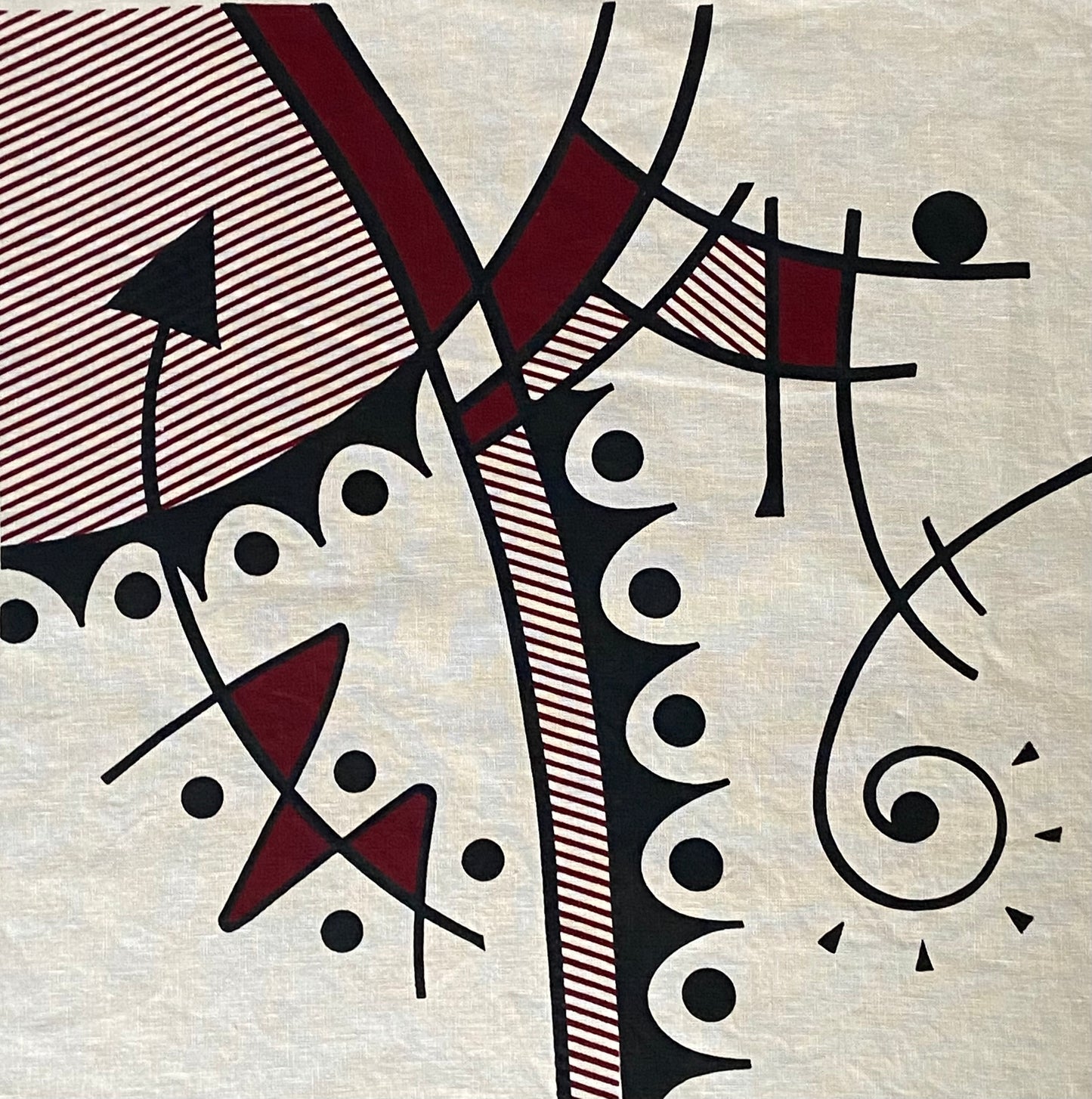 Jazz cushion cover in deep red on ivory