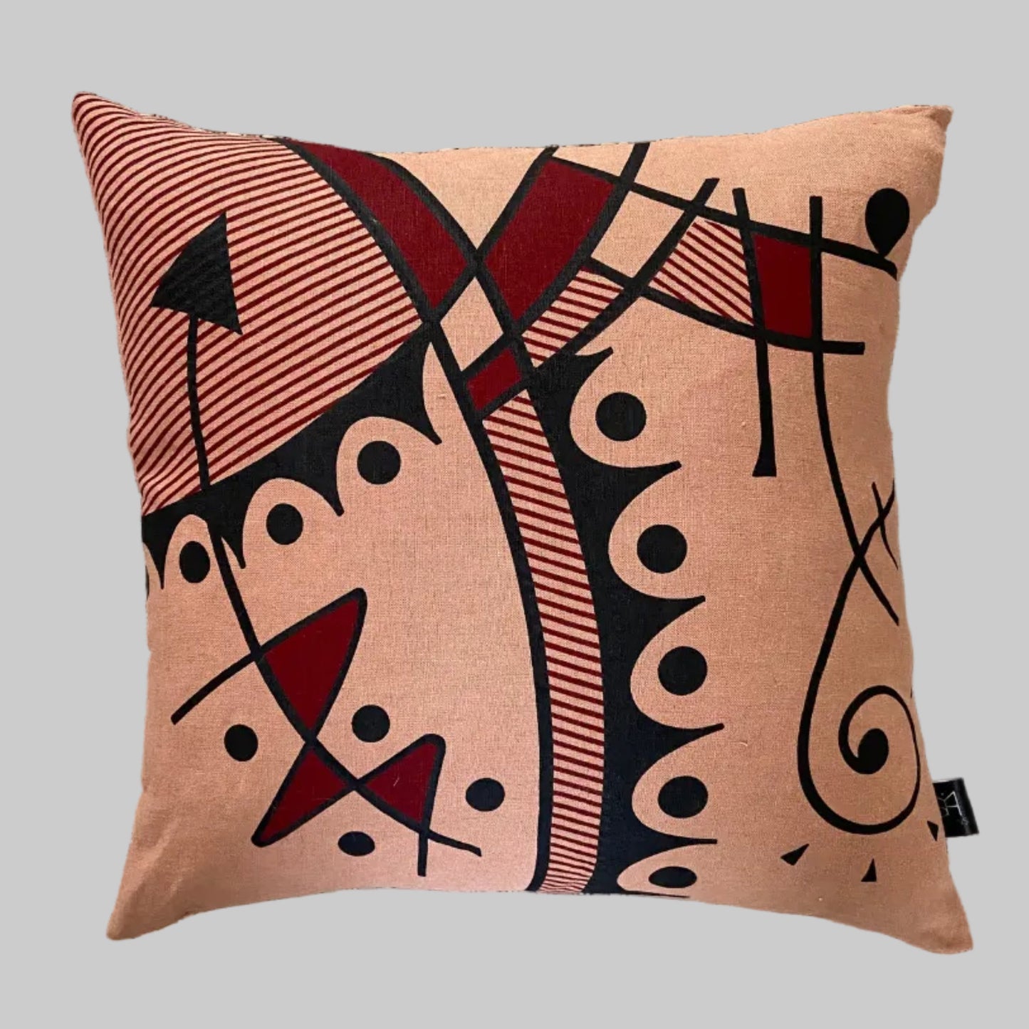 Jazz cushion cover in deep red on nutmeg