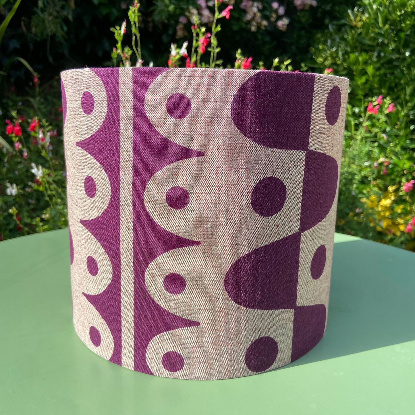 20cm Rhythm lampshade in plum on pink