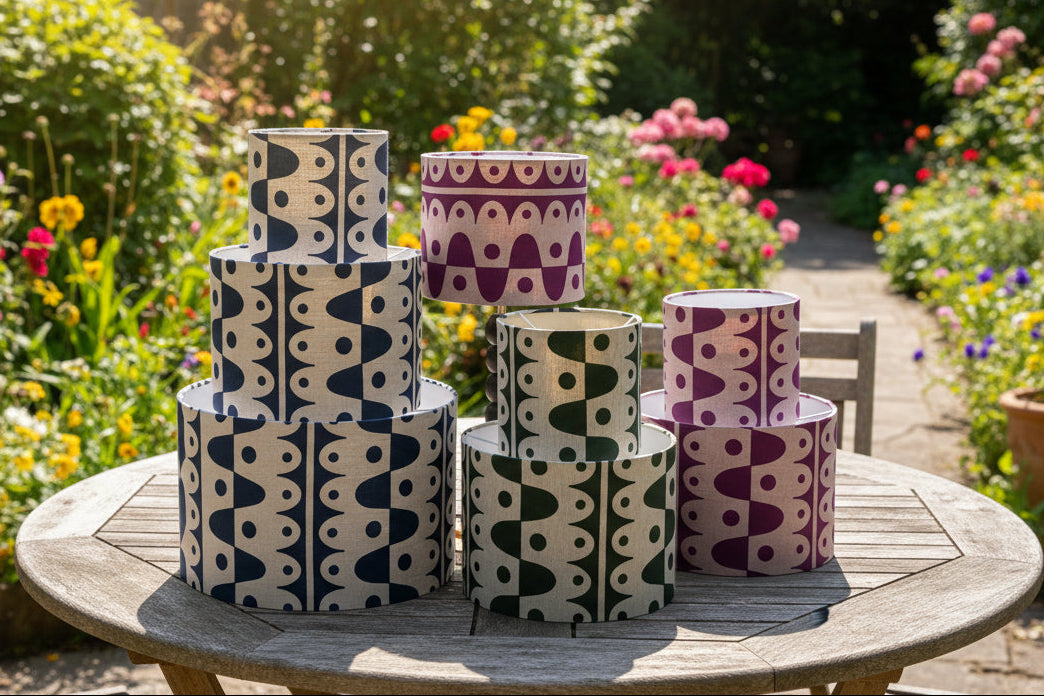 20cm Rhythm lampshade in deepest blue